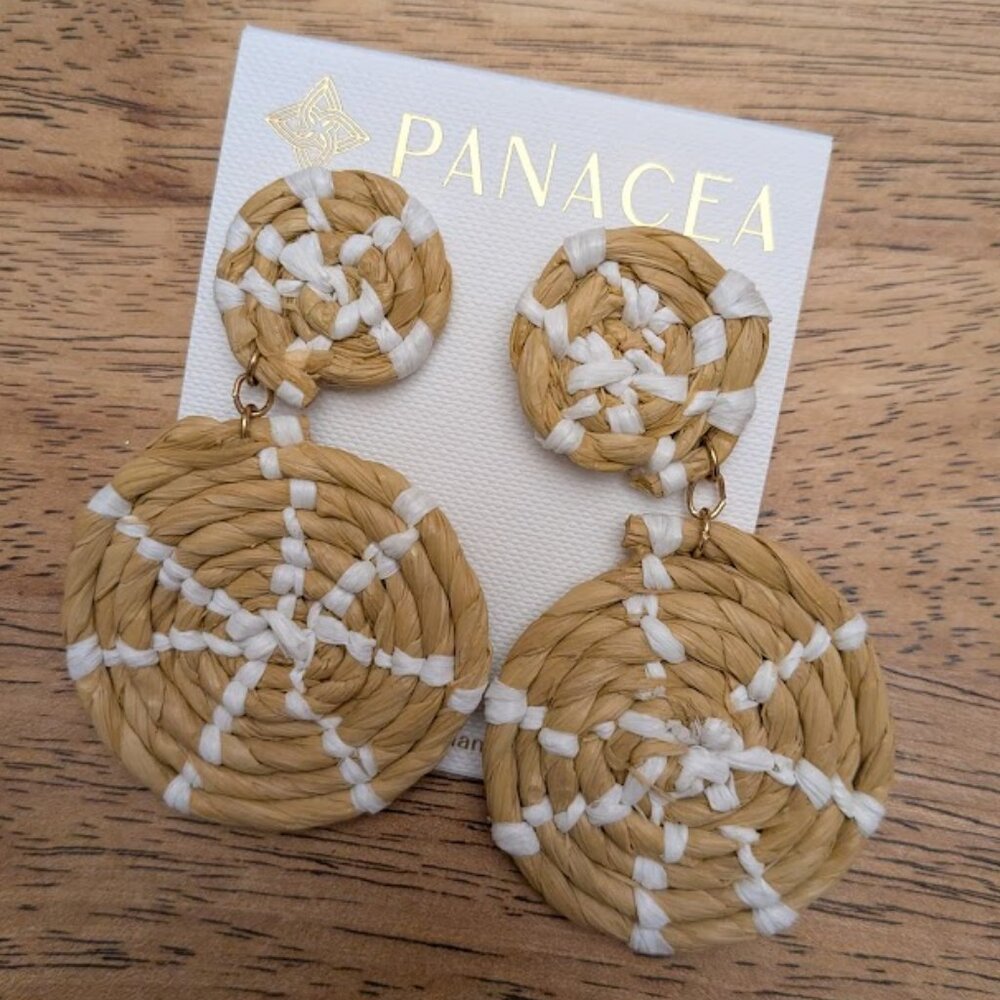 NWT! Woven Rattan Earrings
